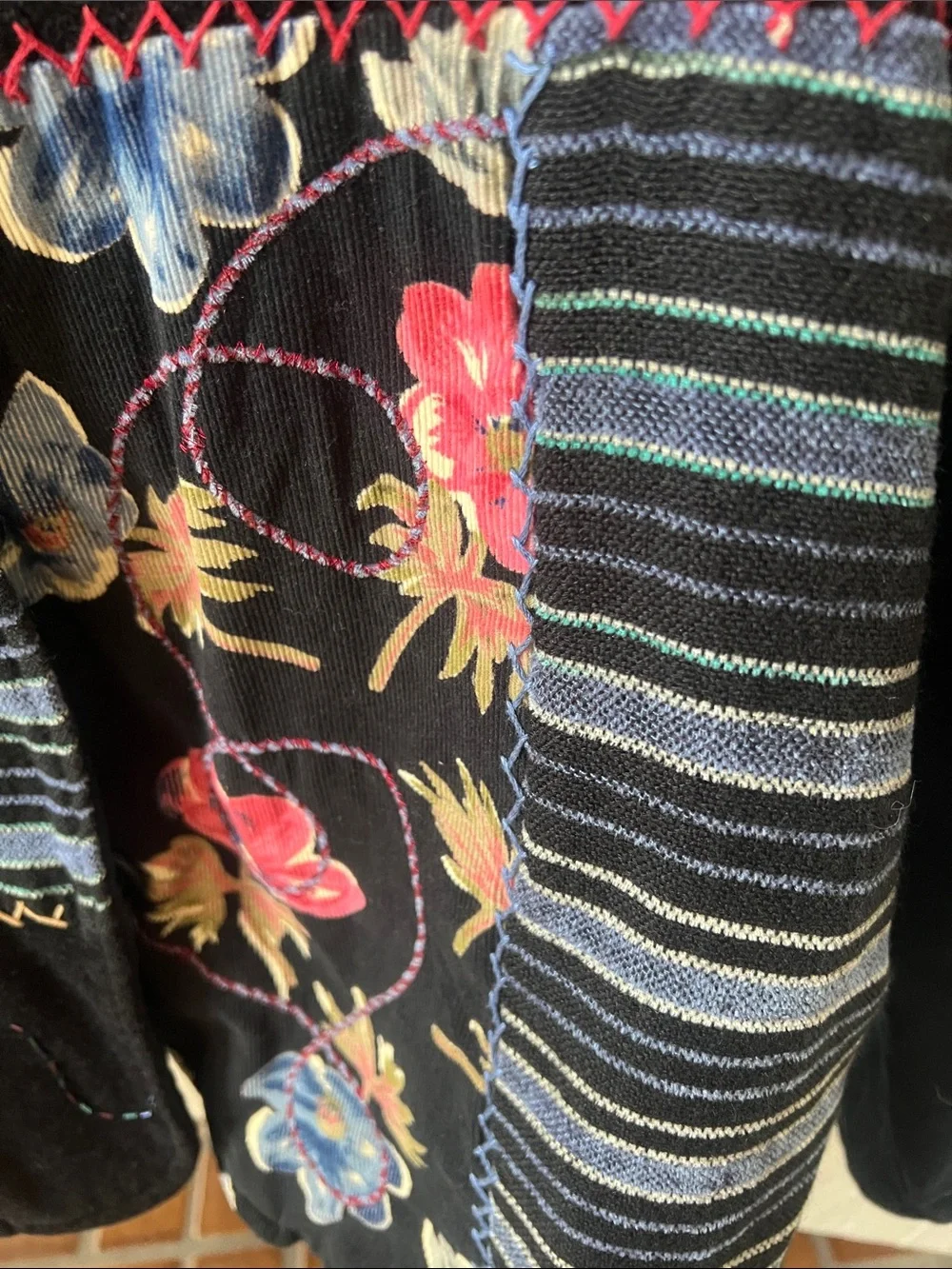 Vintage Western Vibe   Floral Patchwork Blazer with Multicolor Embroidery 16
